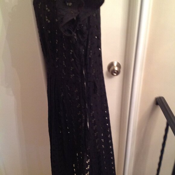 Vintage 1950’s Pinup Cay Artley Black Eyelet Dress Fit & Flare Union Made M L - Picture 10 of 14